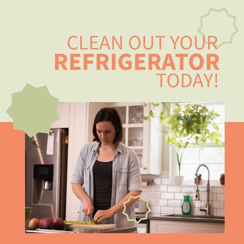 Woman Encouraged to Clean Refrigerator While Cooking in Contemporary Kitchen - Download Free Stock Templates Pikwizard.com