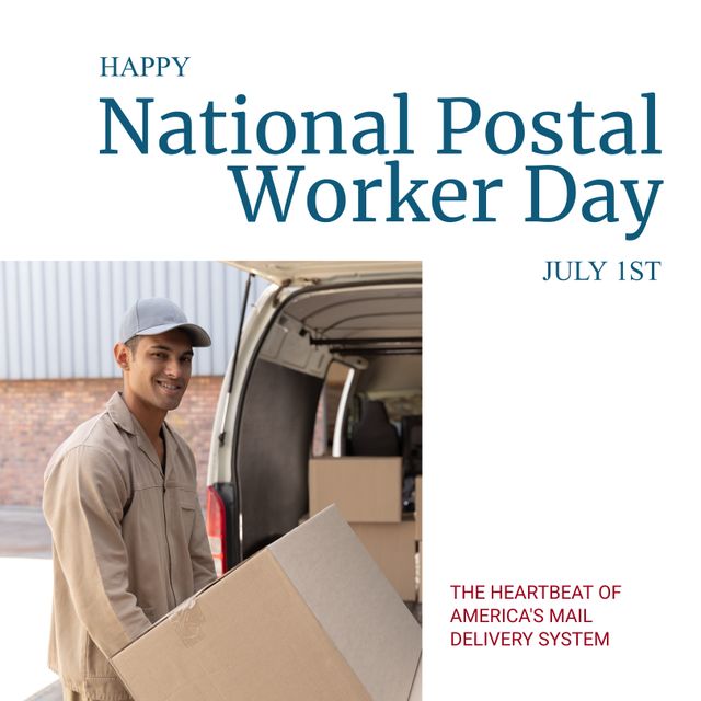 Happy National Postal Worker Day Celebrating Delivery Worker on July 1st - Download Free Stock Templates Pikwizard.com