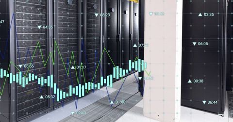 Digital Security Analytics Overlaid on Data Center Servers - Download Free Stock Images Pikwizard.com