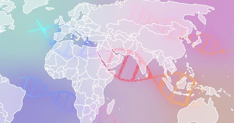 dna strands encircling global map in soft gradient - Download Free Stock Images Pikwizard.com