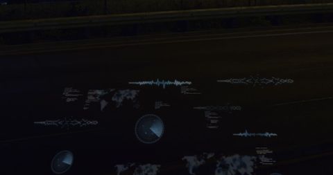 Futuristic digital holograms over dark background