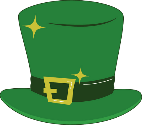 Green top hat with gold buckle on transparent background