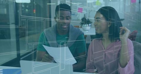 Collaborative discussion of ux designs in modern office environment