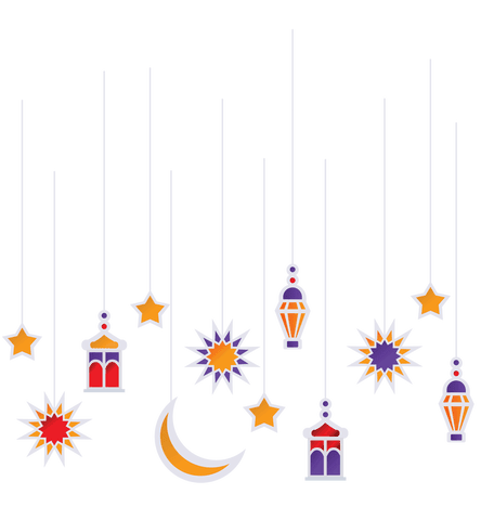 Festive Christmas Decorations Hanging on Transparent Background