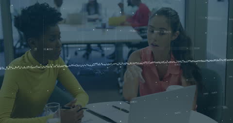 Financial Analysis Digital Projection in Modern Office Setting