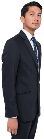 Confident Asian Businessman in Dark Suit on Transparent Background