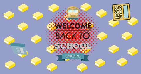 Colorful Back to School Bargains Concept with Educational Icons