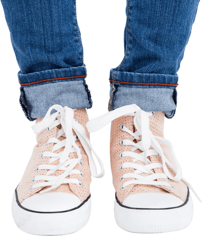 transparent view: denim jeans and stylish sneakers close-up - Download Free Stock Videos Pikwizard.com