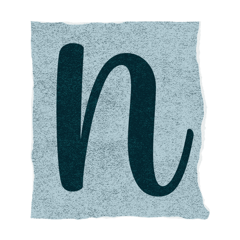 Stylish dark teal n on textured blue torn paper with transparent background