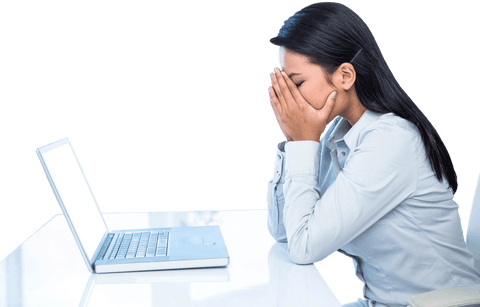 Stressed Businesswoman with Transparent Background at Laptop - Download Free Stock Videos Pikwizard.com