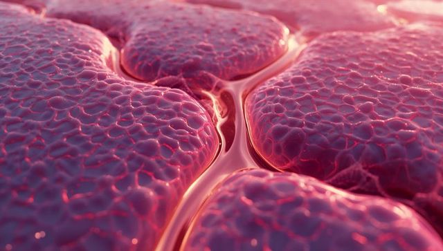 Macro cellular honeycomb texture showing glossy liquid channels and bumpy lobed domes