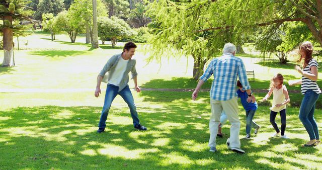 Multi-Generational Family Enjoying Outdoor Playtime in Park - Download Free Stock Images Pikwizard.com