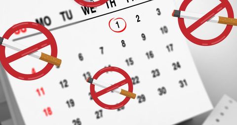 No Smoking Concept with Cigarette Ban Overlay on Calendar - Download Free Stock Images Pikwizard.com