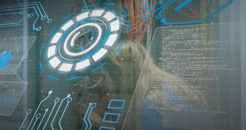 Engineer Integrating Advanced Technology with Data Process Visuals - Download Free Stock Images Pikwizard.com