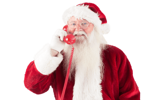 Santa Claus Calling on Retro Red Phone Transparent PNG