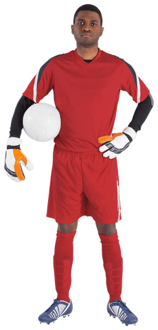 Transparent Image of Soccer Goalkeeper Holding Ball in Red - Download Free Stock Videos Pikwizard.com