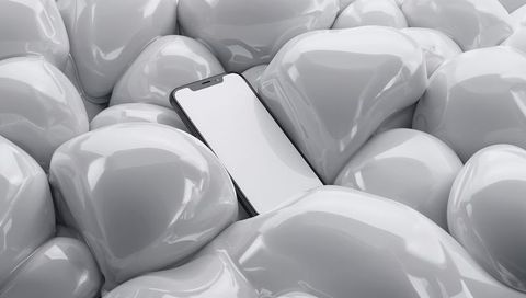 Smartphone with Glossy Gray Heart Shapes Representation