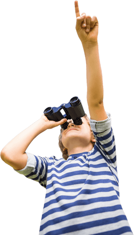 curious boy with binoculars pointing upward transparent background - Download Free Stock Videos Pikwizard.com