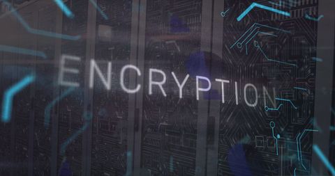Encryption Featured on Digital Server with Circuitry Patterns - Download Free Stock Images Pikwizard.com