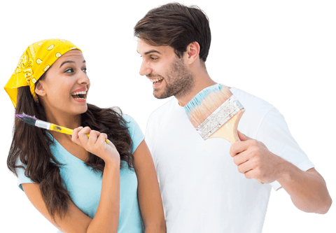 happy couple laughing while painting on transparent background - Download Free Stock Videos Pikwizard.com
