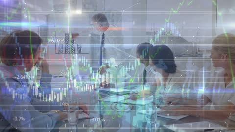 Business Meeting Analyzing Financial Growth Data Visualizations