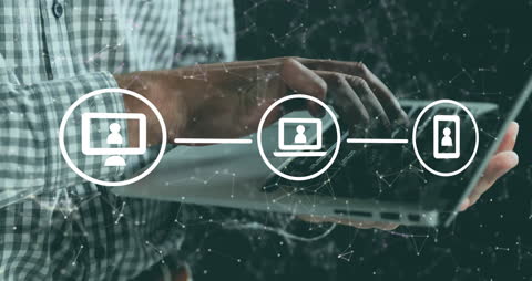 Man Engaging with Digital Network Using Tablet