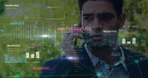 Businessman Engaging with Data Interface on Smartphone