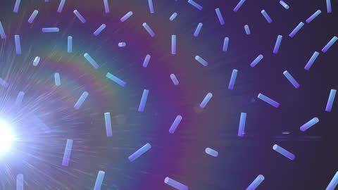 Moving Blue Shapes with Light Trails on Dark Background