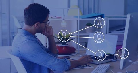 Connected Networking: Business Professional in Modern Office