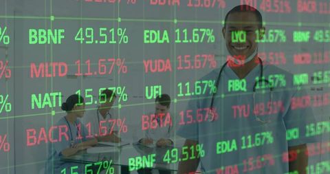 Healthcare professional collaborating in modern data-driven environment