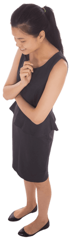 Transparent PNG Businesswoman Smiling Happily in Black Dress