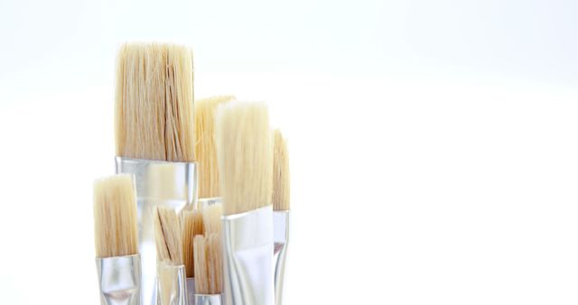 Close-up of various paint brushes on white background - Download Free Stock Photos Pikwizard.com