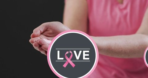 Breast Cancer Awareness Ribbon with Love Text