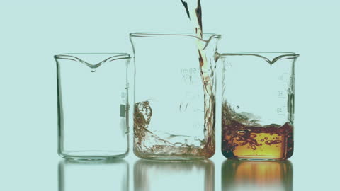 Science Concept with Beakers and Digital Animation