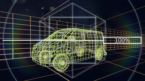 Futuristic Car Design Interface from Digital Blueprints