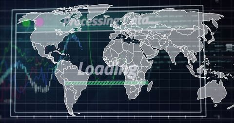 Futuristic Global Data Processing Display with Digital Map Overlay - Download Free Stock Images Pikwizard.com