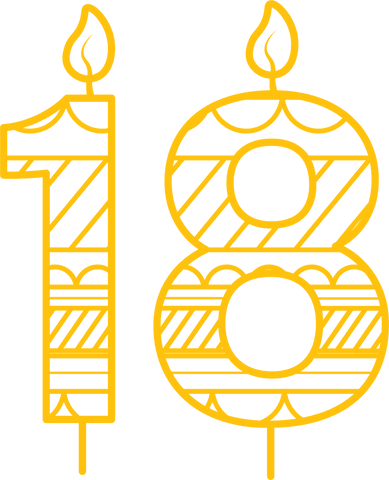 Transparent Yellow Number 18 Birthday Candle with Pattern Design - Download Free Stock Videos Pikwizard.com
