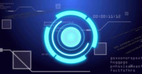 Futuristic hud interface with blue neon technology display