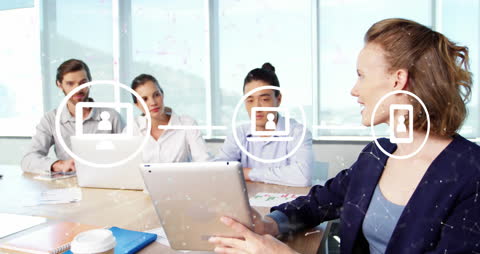 Team Collaboration with Digital Technology in Modern Boardroom