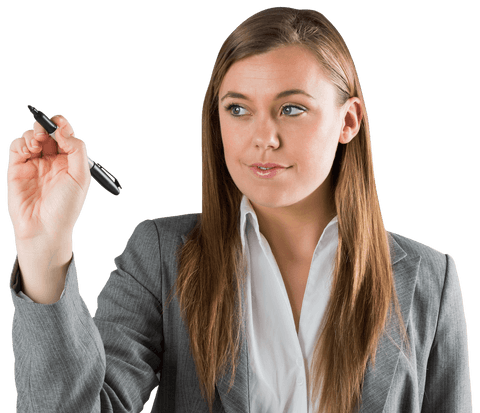 transparent businesswoman writing pen confident expression - Download Free Stock Videos Pikwizard.com