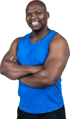 smiling fit african american man in blue tank top on transparent background - Download Free Stock Videos Pikwizard.com