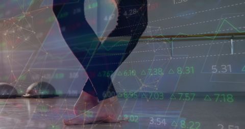 Ballet and finance fusion concept with graphs and dancer
