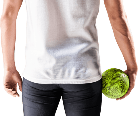 Transparent View Athletic Man Holding Sports Ball