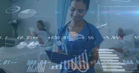 Doctor Analyzing Digital Medical Data in Hospital