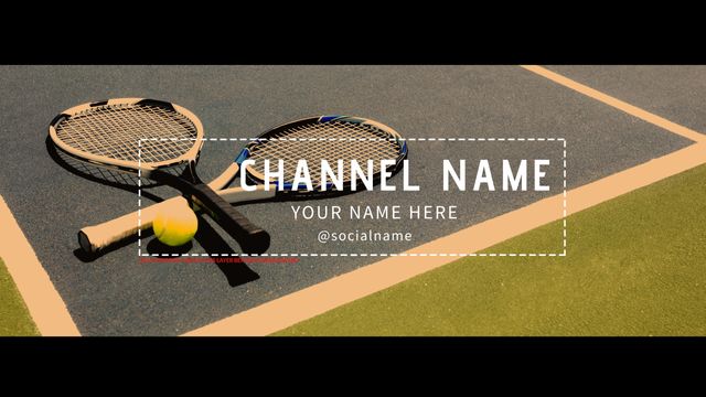 Tennis-Themed YouTube Channel Banner with Rackets and Tennis Ball - Download Free Stock Templates Pikwizard.com