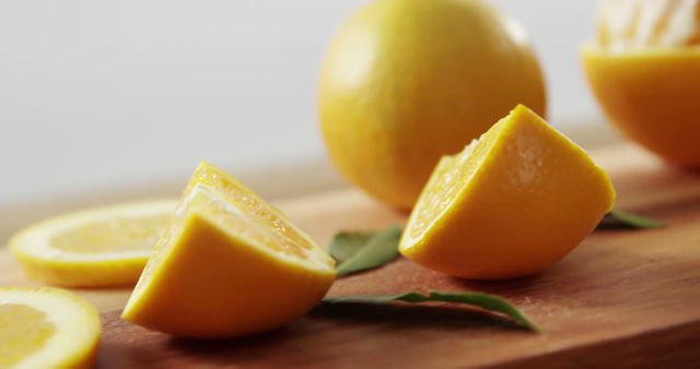 Fresh Lemon Slices on Wooden Board - Download Free Stock Photos Pikwizard.com