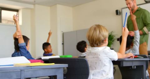 Diverse Schoolchildren Engaged in Classroom Activity