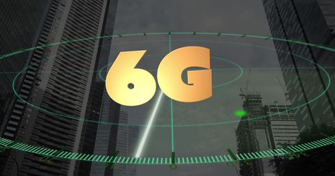 6g communication technology concept with modern cityscape