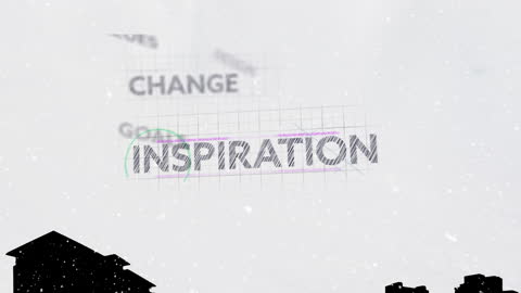 Digital Text Animation with Falling Snow Background