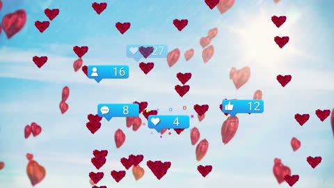 Falling Hearts and Social Media Icons Animation for Valentine's Day